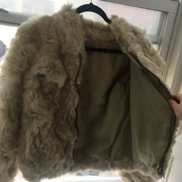 Vintage cream rabbit fur jacket with pockets - Picture 7 of 8